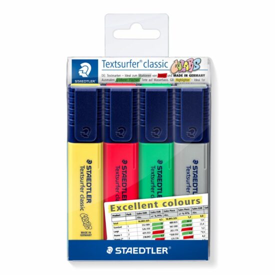364 CWP4-X - MARCADOR STAEDTLER TEXTSURFER CLASSIC EXCEL 4 CORES (EMBAL. 1 BLISTER)